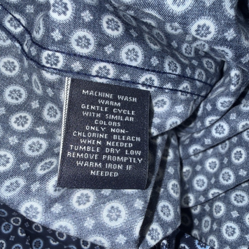 Hart Schaffner Marx Comfort Stretch Button Up Shirt Cotton Size M Blue Circles - Picture 10 of 13